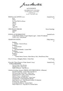 Jane Austen In London programme